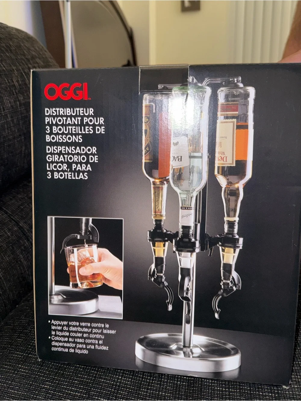 3-Bottle Revolving Liquor Dispenser